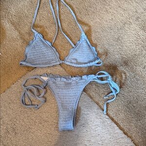 Light Blue Textured Bikini Set